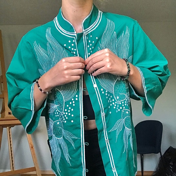 Vintage Teal Embroidered Tunic Top - Picture 6 of 14